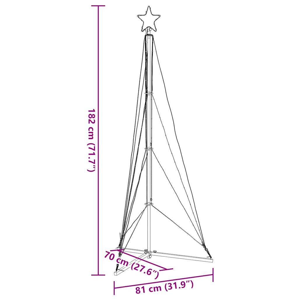 Juletrelys 363 LEDs blå 180 cm