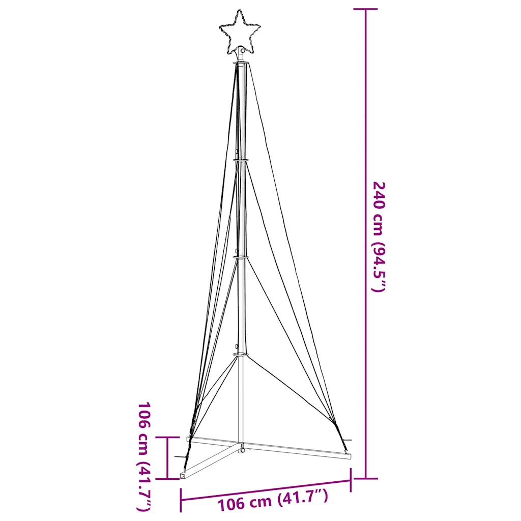 Juletrelys 483 LEDs varm hvit 240 cm