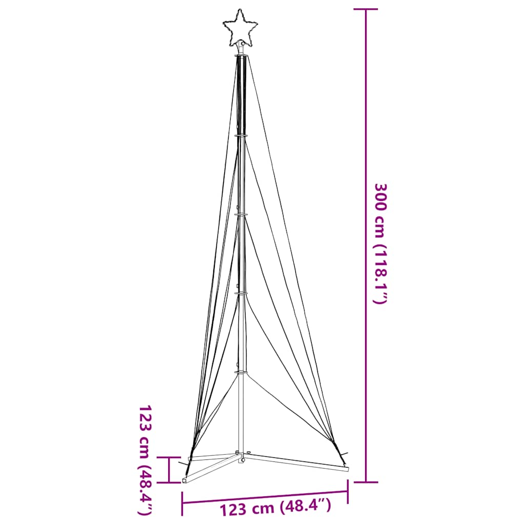 LED Juletre 525 LEDs Blå 302 cm
