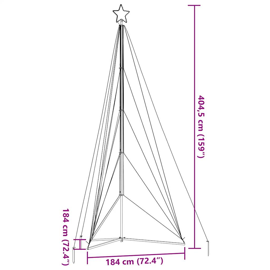 Juletrelys 615 LEDs varm hvit 404,5 cm