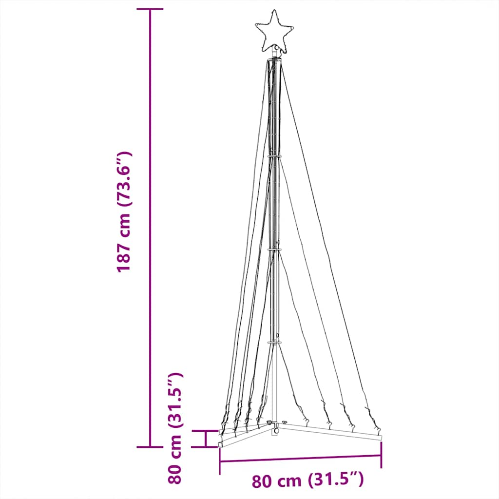 Juletrelys 339 LEDs kald hvit 187 cm