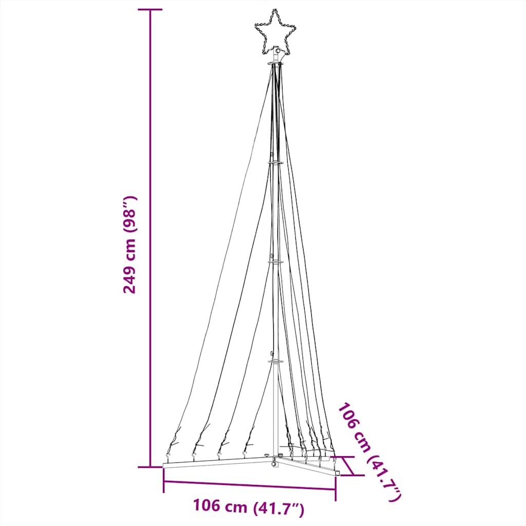 LED Juletre 447 LEDs Varm Hvit 250 cm
