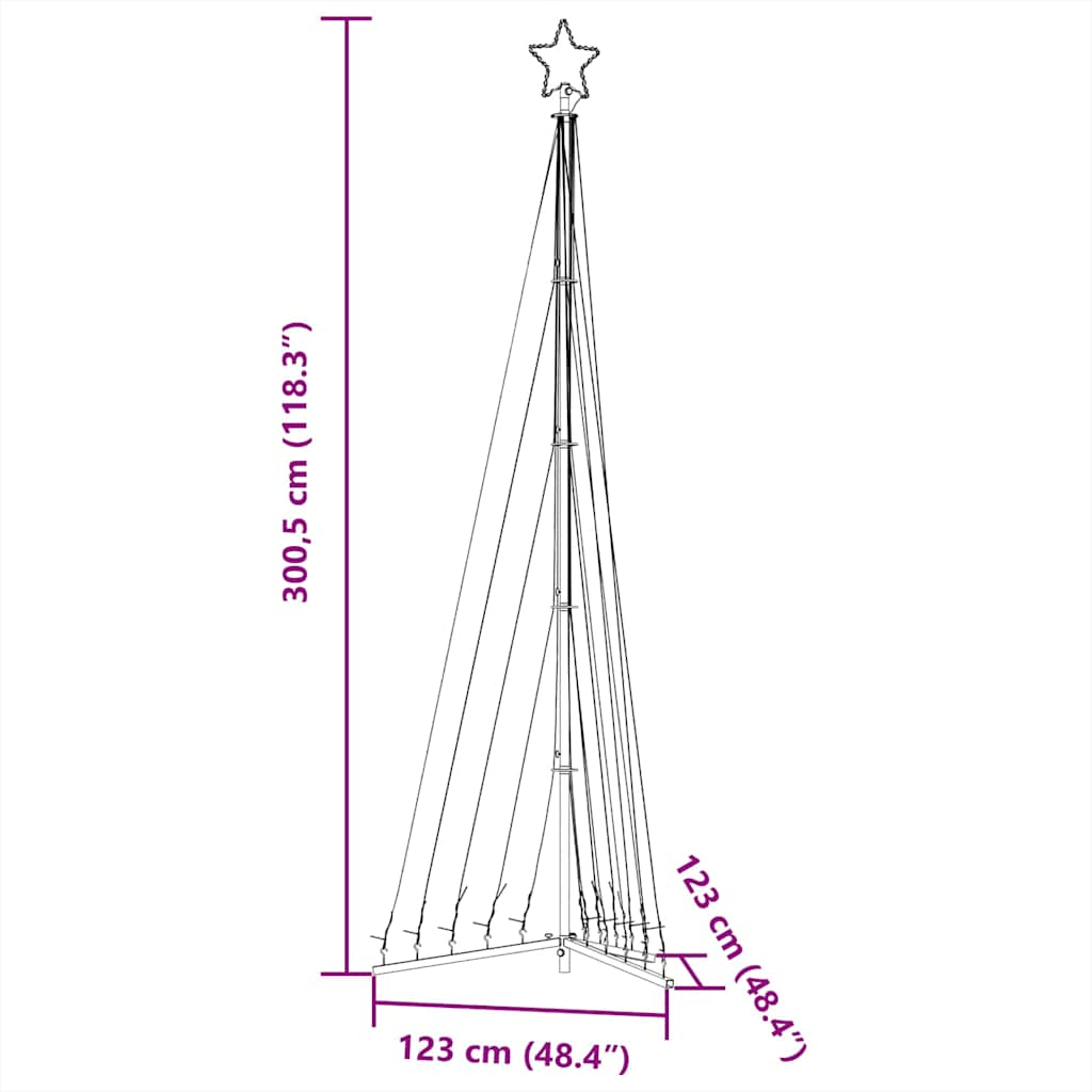 Juletrelys 495 LEDs fargerik 300,5 cm