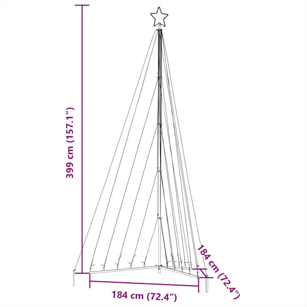 Juletrelys 570 LEDs kald hvit 399 cm