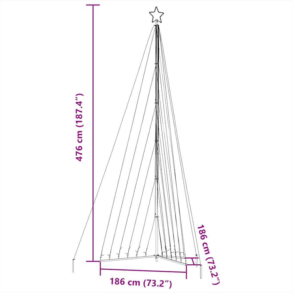 LED juletre 789 LEDs Varm Hvit 476 cm