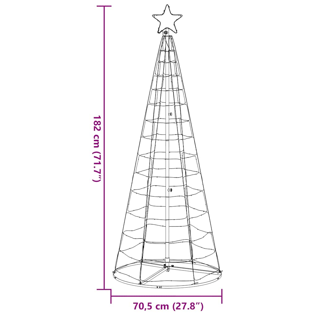 Juletre lyskjegle 200 LED fargerik 182 cm