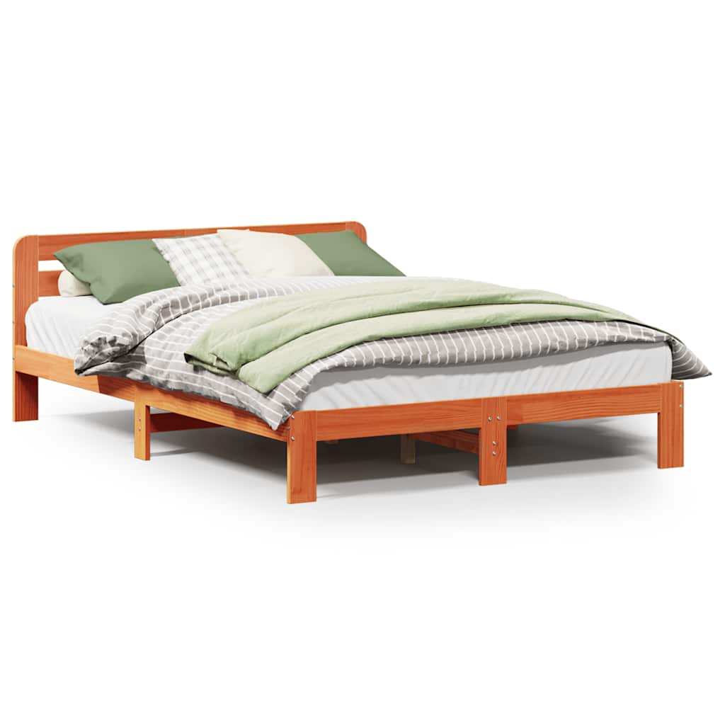 Sengeramme uten madrass brun 150x200 cm heltre furu vidaXL