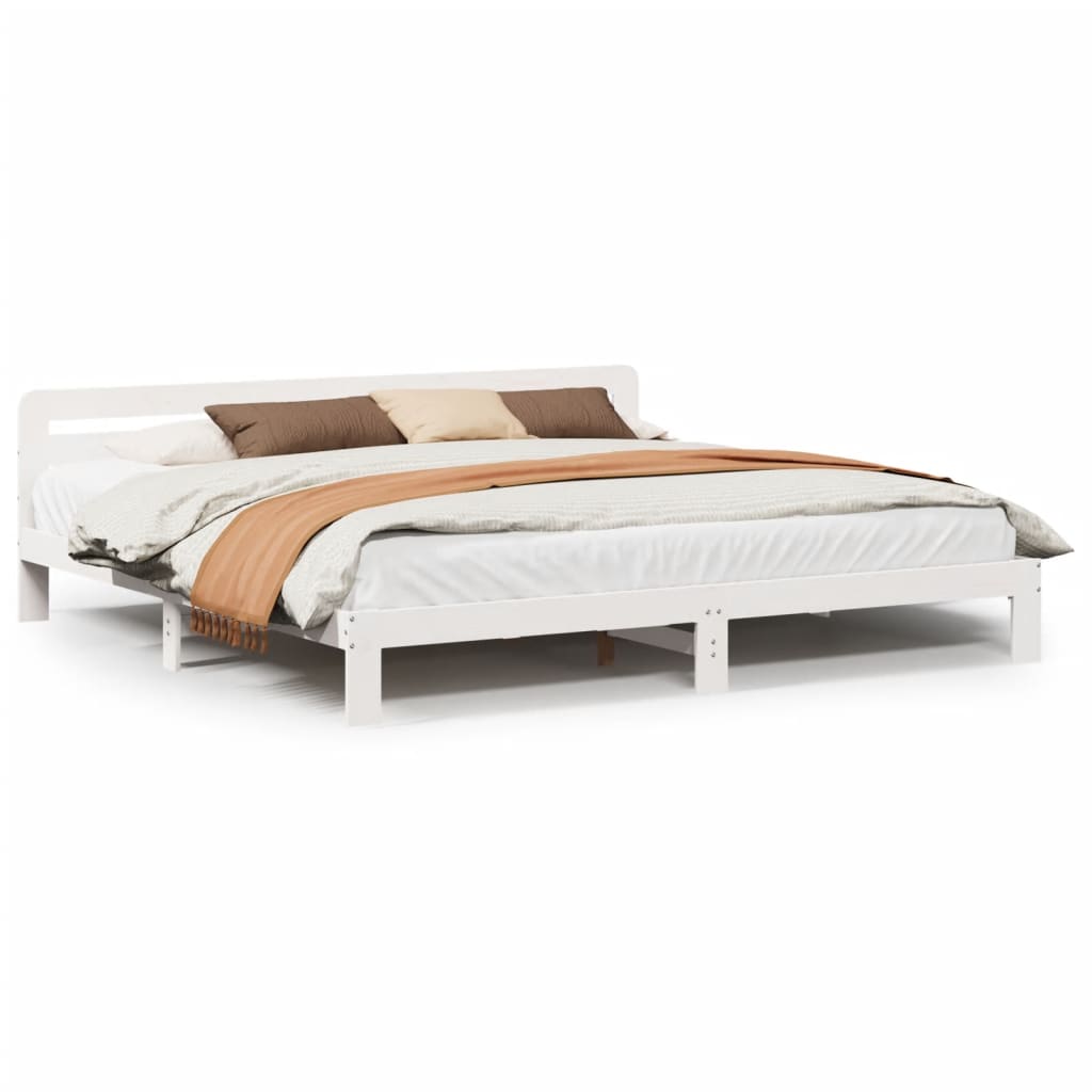 Sengeramme med madrass hvit 200x200 cm heltre furu
