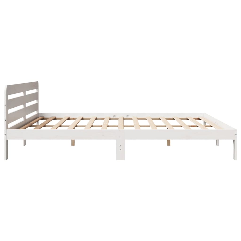 Sengeramme med madrass hvit 200x200 cm heltre furu
