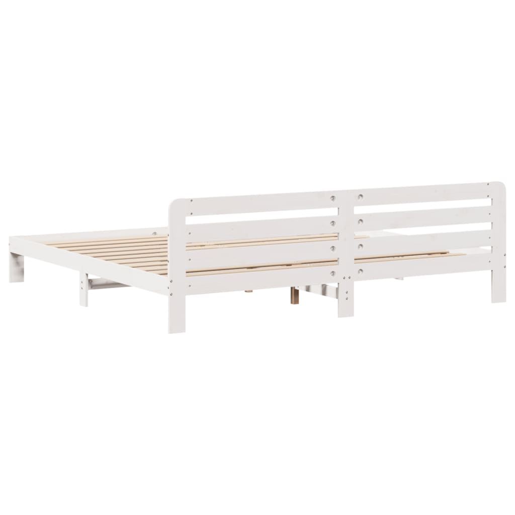 Sengeramme med madrass hvit 200x200 cm heltre furu