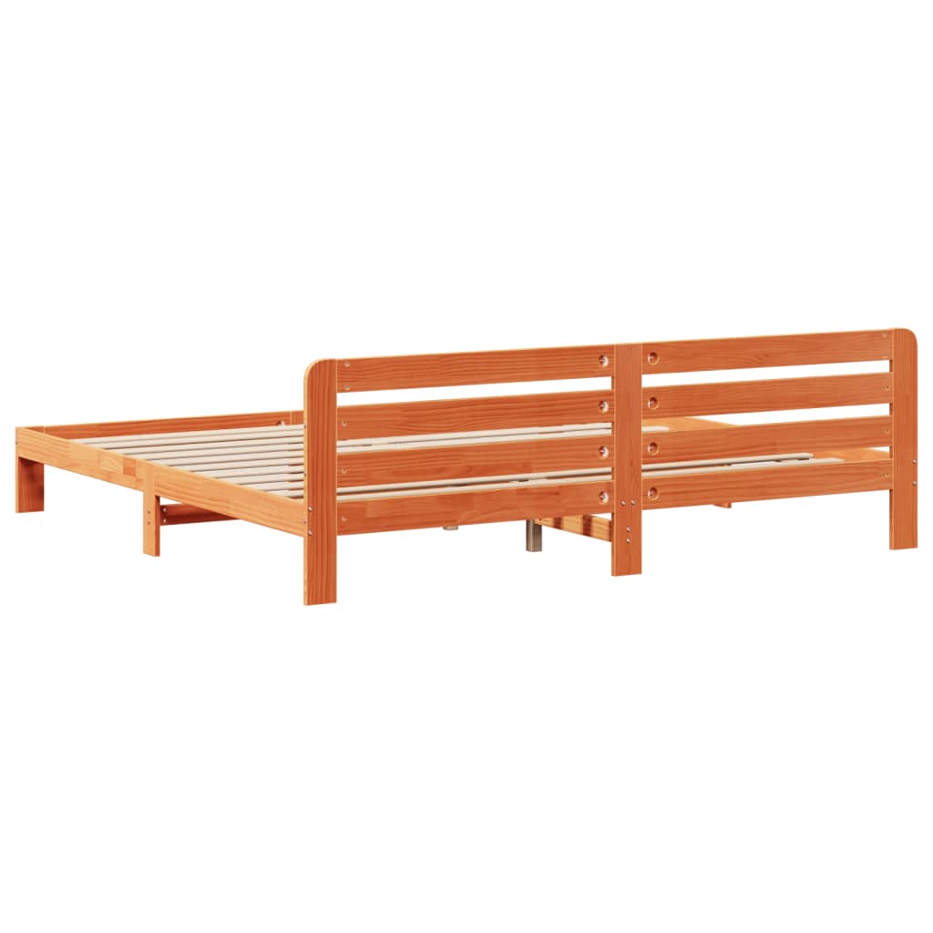 Sengeramme uten madrass voksbrun 200x200 cm heltre furu
