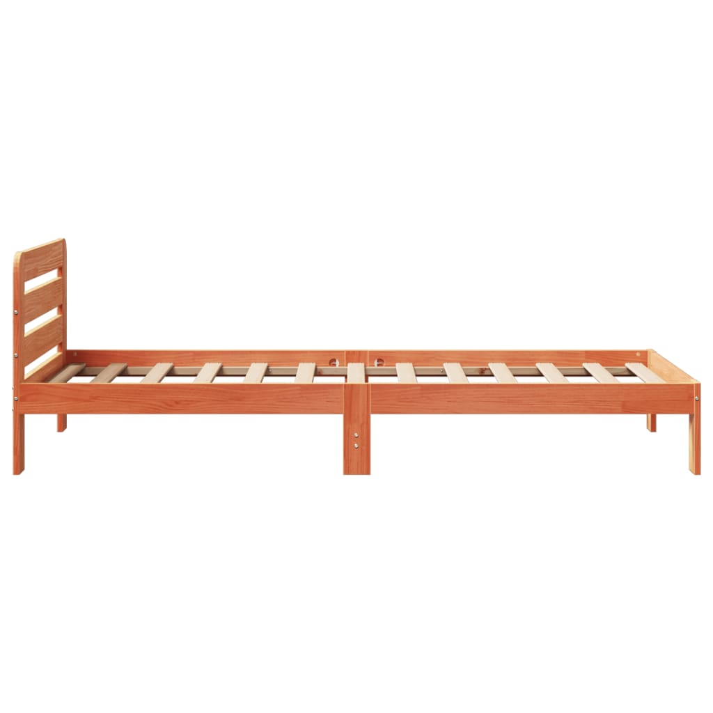 Sengeramme uten madrass voksbrun 90x190 cm heltre furu