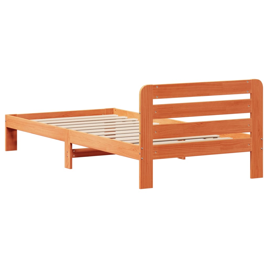 Sengeramme uten madrass voksbrun 90x190 cm heltre furu