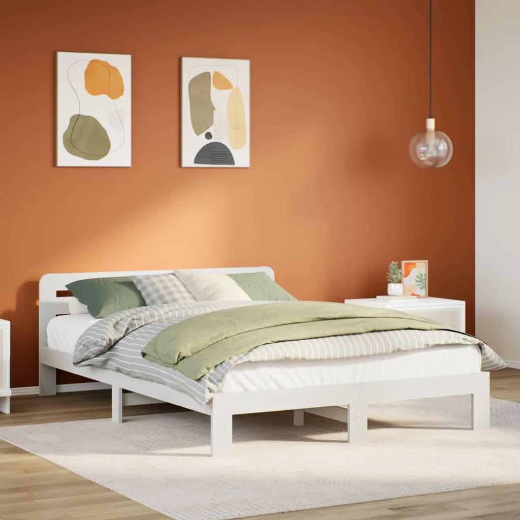 Sengeramme uten madrass hvit 135x190 cm heltre furu