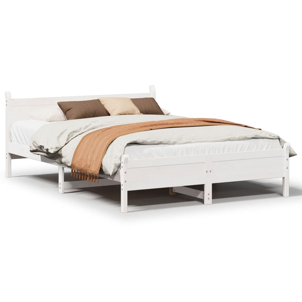 Sengeramme uten madrass hvit 160x200 cm heltre furu vidaXL