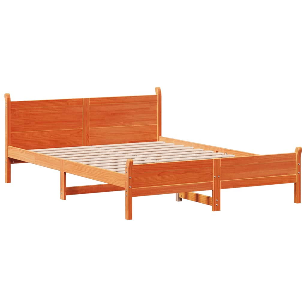 Sengeramme uten madrass voksbrun 160x200 cm heltre furu