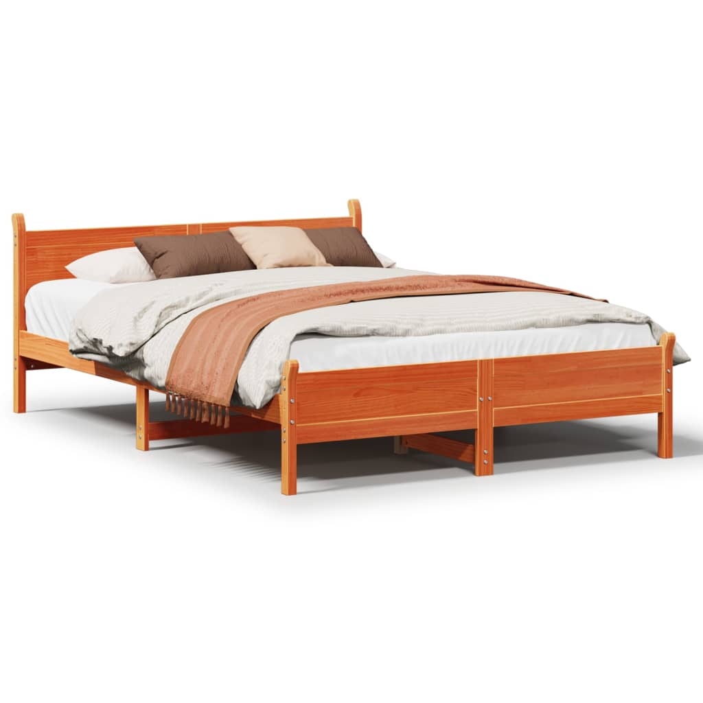 Sengeramme uten madrass voksbrun 120x190 cm heltre furu