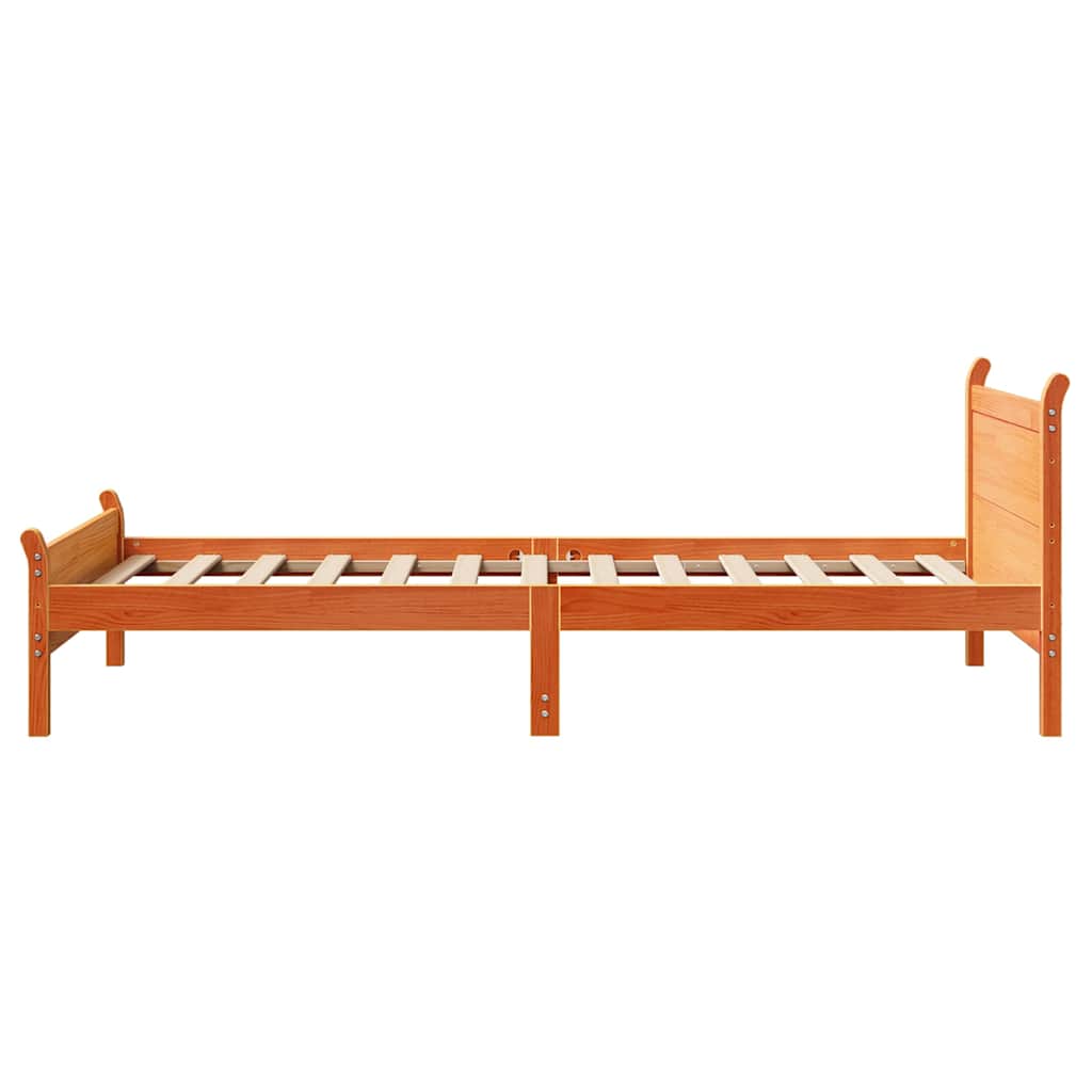 Sengeramme uten madrass voksbrun 75x190 cm heltre furu