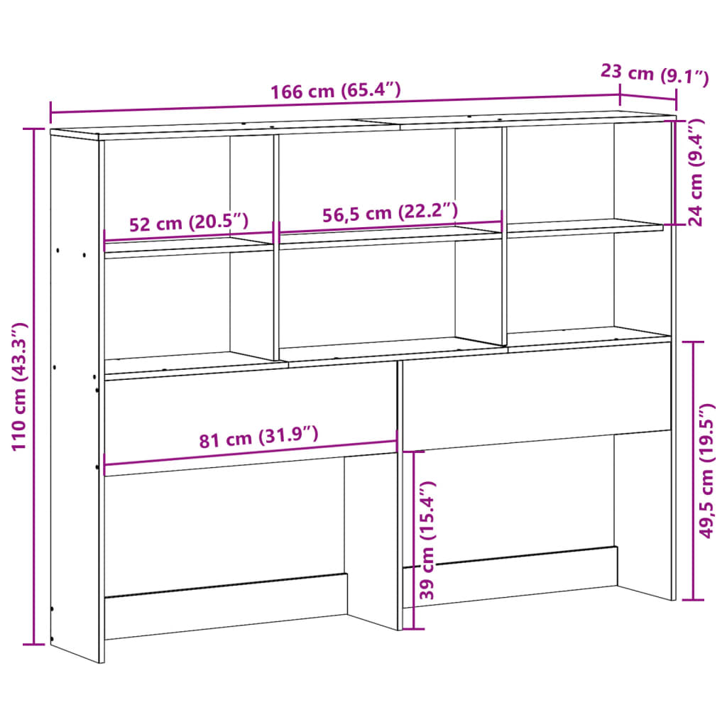 Hodegavl med oppbevaring voksbrun 160 cm heltre furu