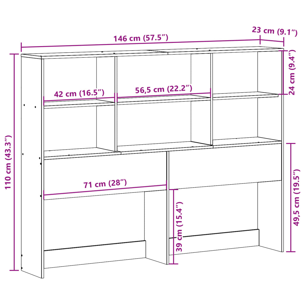 Hodegavl med oppbevaring voksbrun 140 cm heltre furu