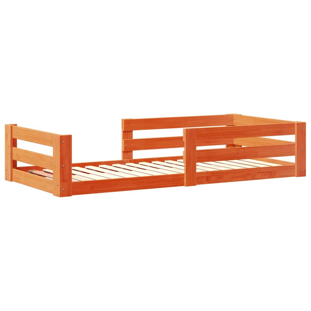 Sengeramme uten madrass voksbrun 75x190 cm heltre furu