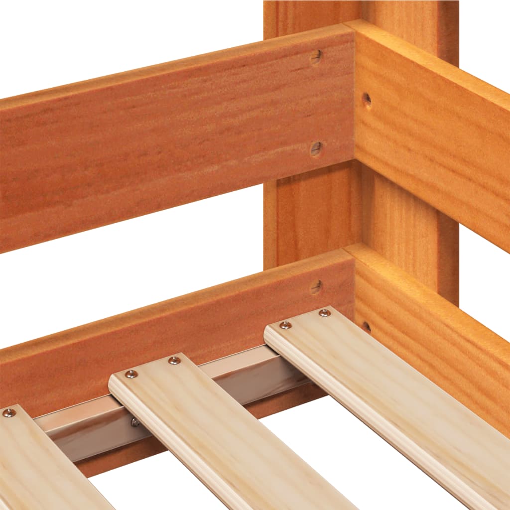 Sengeramme uten madrass voksbrun 75x190 cm heltre furu