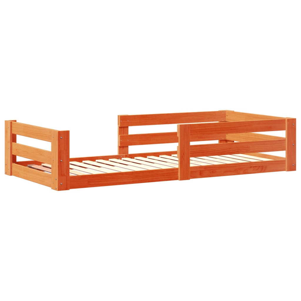 Sengeramme uten madrass voksbrun 80x160 cm heltre furu