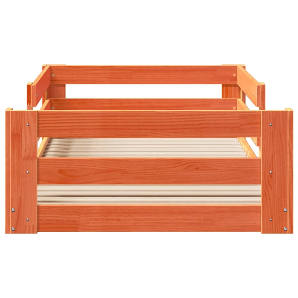 Sengeramme uten madrass voksbrun 75x190 cm heltre furu