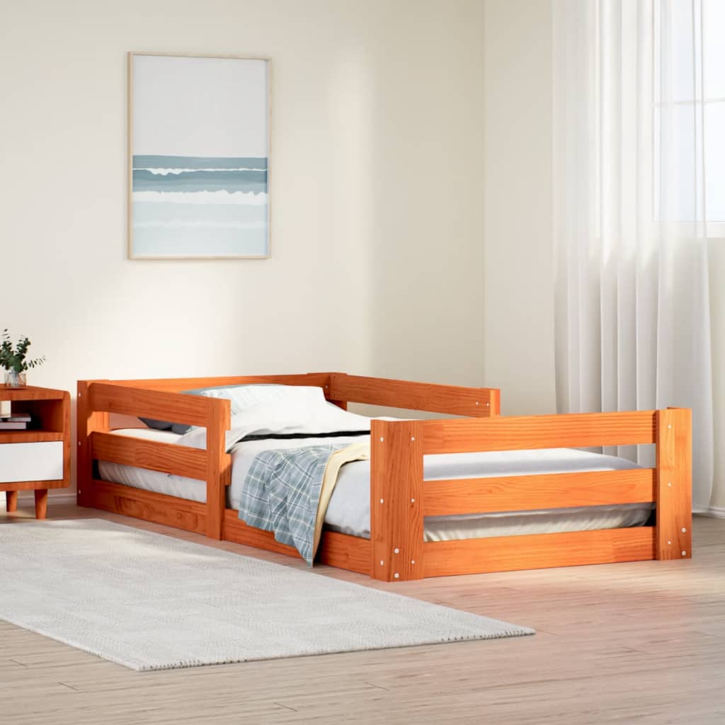 Sengeramme uten madrass voksbrun 75x190 cm heltre furu