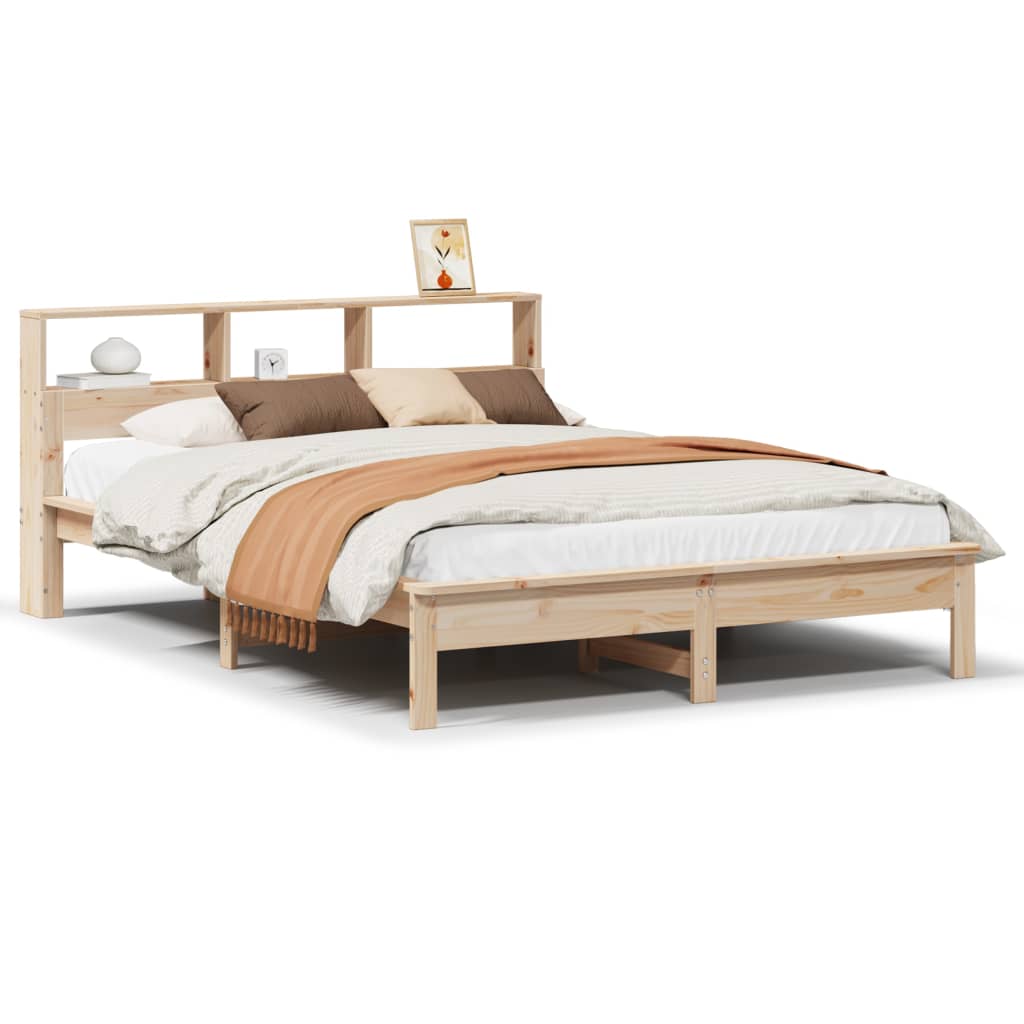 Seng med bokhylle uten madrass 120x200 cm heltre furu