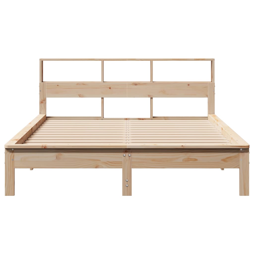 Seng med bokhylle uten madrass 120x200 cm heltre furu