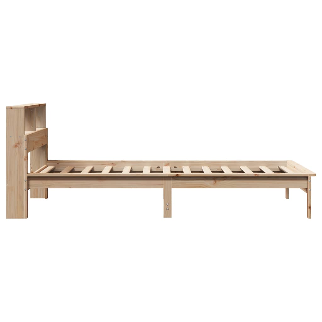 Seng med bokhylle uten madrass 100x200 cm heltre furu