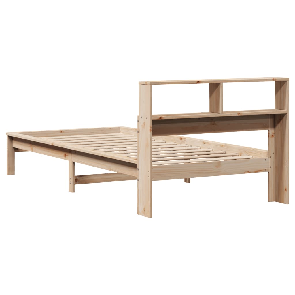 Seng med bokhylle uten madrass 100x200 cm heltre furu