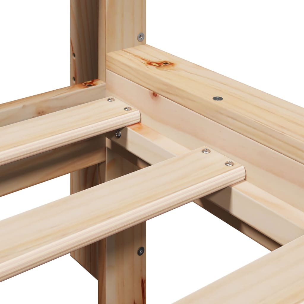 Seng med bokhylle uten madrass 100x200 cm heltre furu