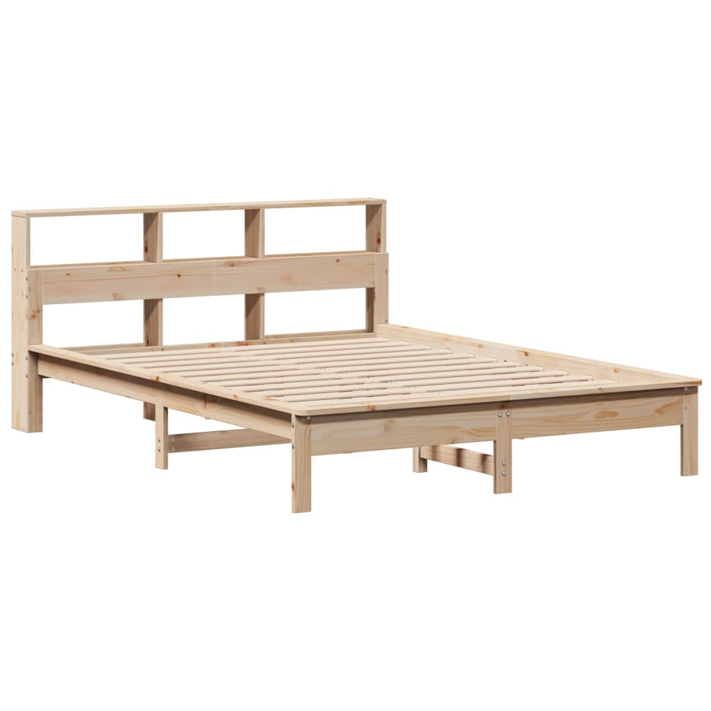 Seng med bokhylle uten madrass 120x190 cm heltre furu