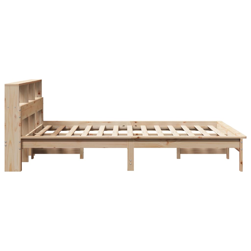 Seng med bokhylle uten madrass 120x190 cm heltre furu