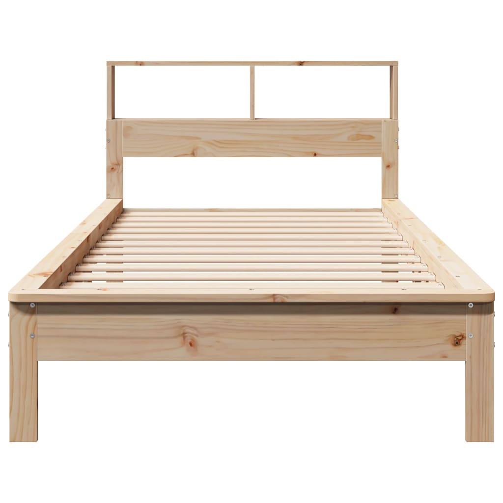 Seng med bokhylle uten madrass 90x190 cm heltre furu