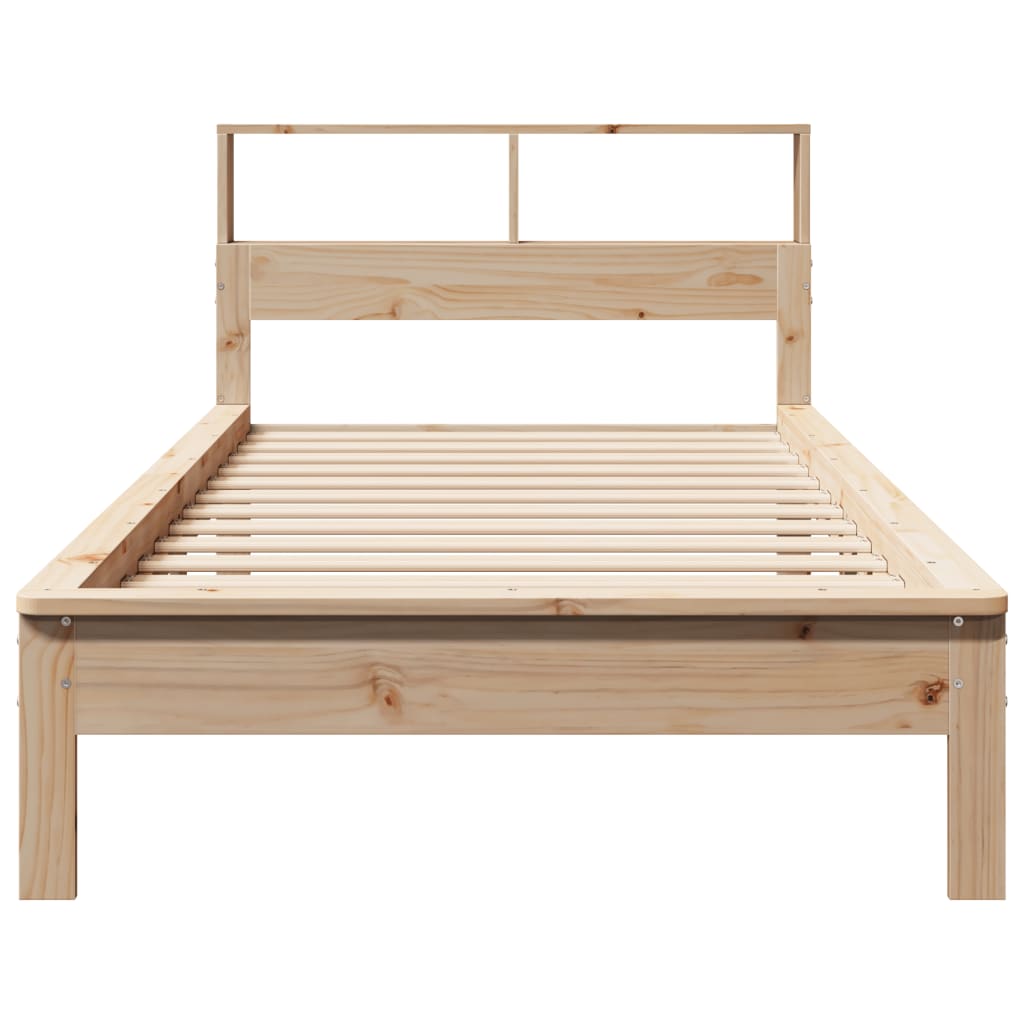 Seng med bokhylle uten madrass 75x190 cm heltre furu