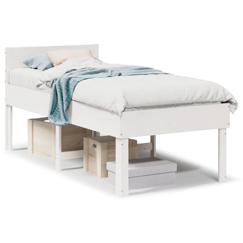 Sengeramme uten madrass hvit 90x190 cm heltre furu
