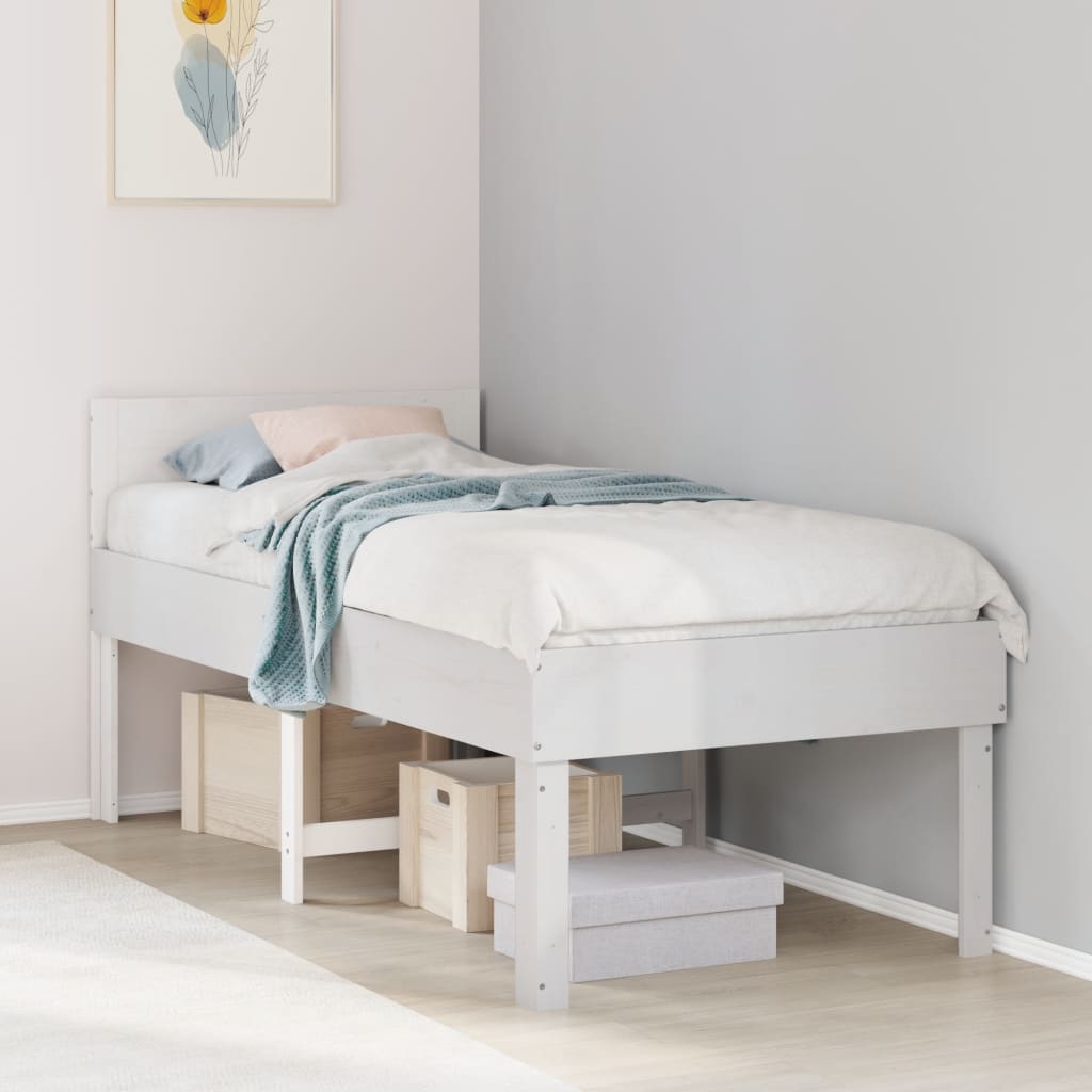 Sengeramme uten madrass hvit 90x190 cm heltre furu