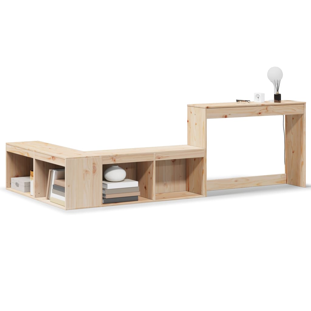 Nattbord med skrivebord 232x122x75 cm heltre furu