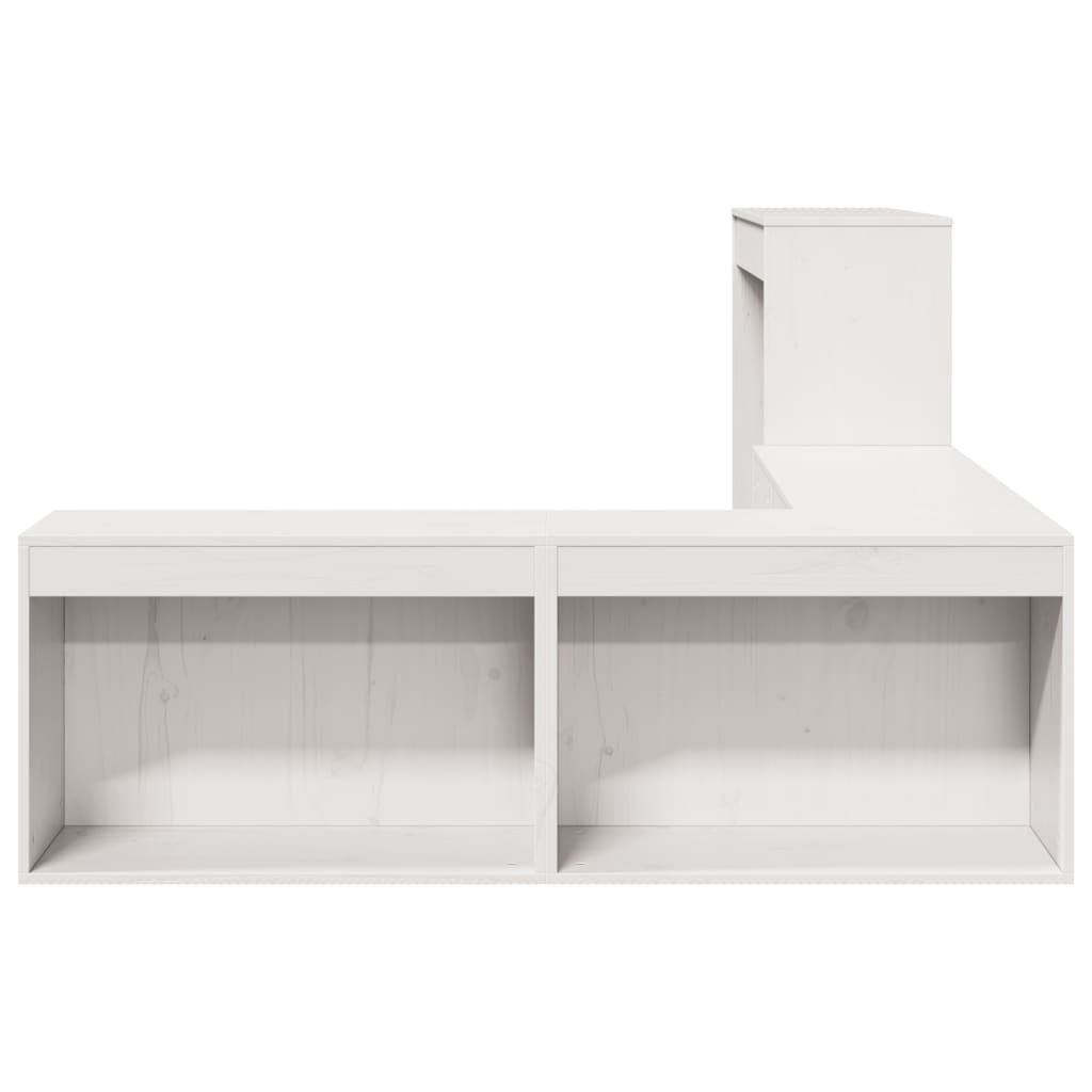 Nattbord med skrivebord hvit 232x122x75 cm heltre furu