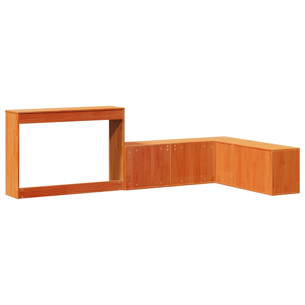 Nattbord med skrivebord voksbrun 222x122x75 cm heltre furu