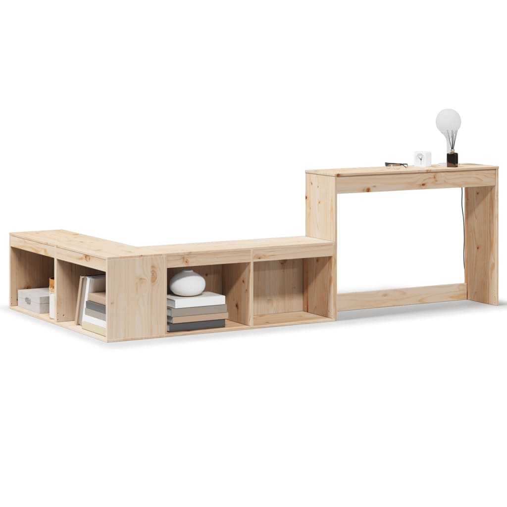 Nattbord med skrivebord 222x107x75 cm heltre furu
