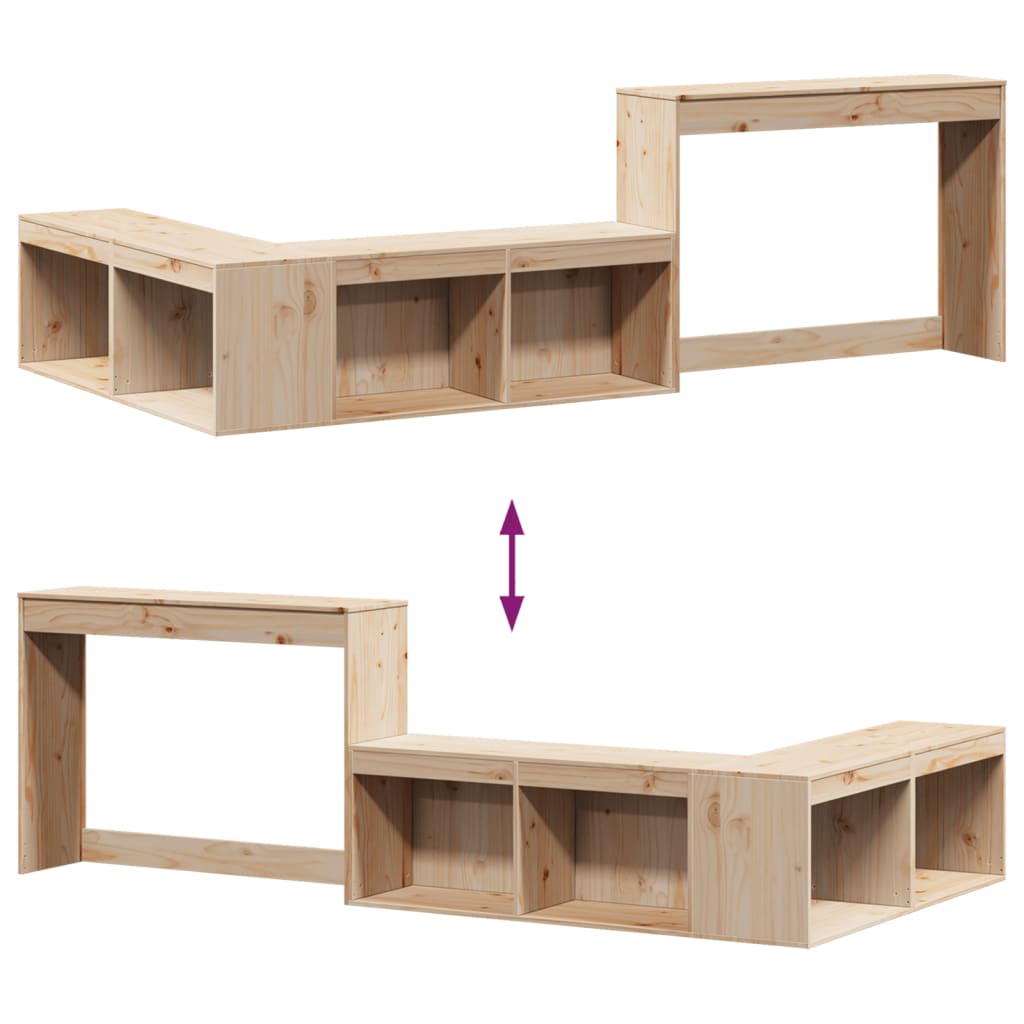 Nattbord med skrivebord 222x107x75 cm heltre furu