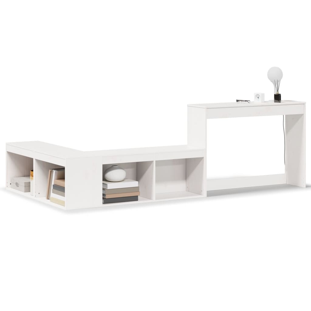 Nattbord med skrivebord hvit 222x107x75 cm heltre furu