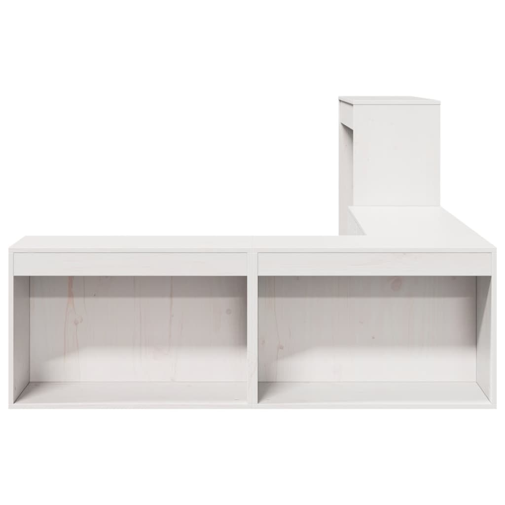 Nattbord med skrivebord hvit 222x107x75 cm heltre furu