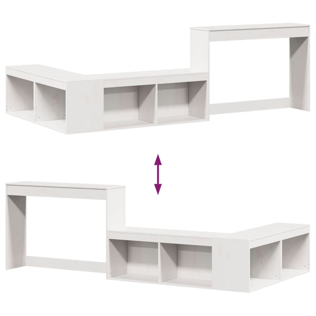 Nattbord med skrivebord hvit 222x107x75 cm heltre furu