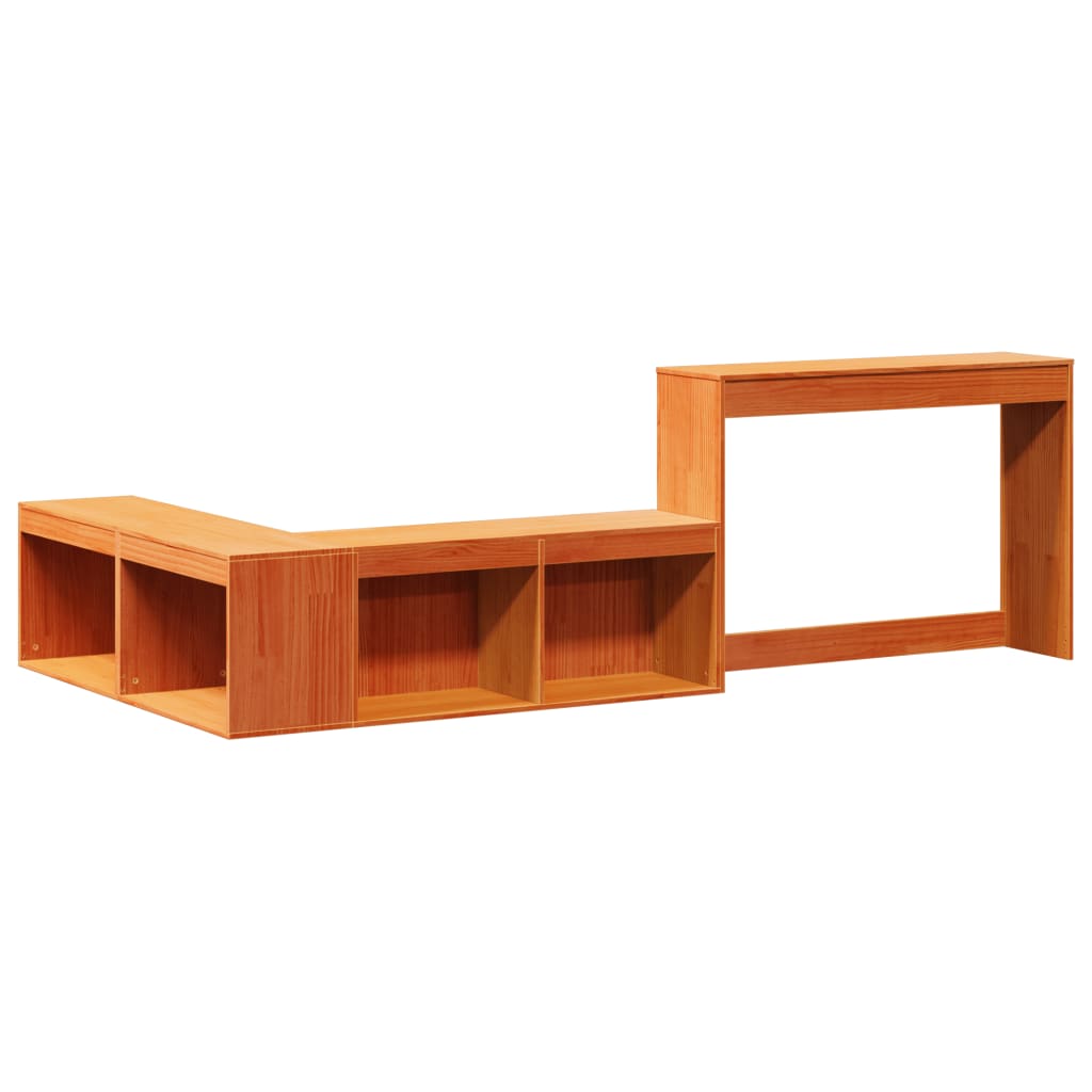 Nattbord med skrivebord voksbrun 222x107x75 cm heltre furu