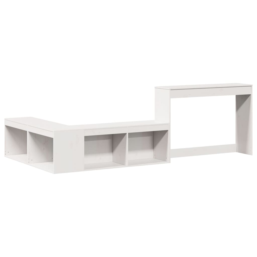 Nattbord med skrivebord hvit 232x112x75 cm heltre furu